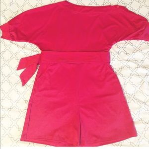 Off the shoulder Hot Pink Romper